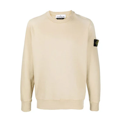 Stone Island FW21 Logo Patch Crewneck Sweatshirt Pale Yellow 751563020-V0091