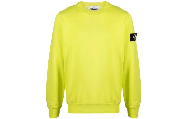 Stone Island FW21 Logo Patch Crewneck Sweatshirt Yellow 741563051-V0051