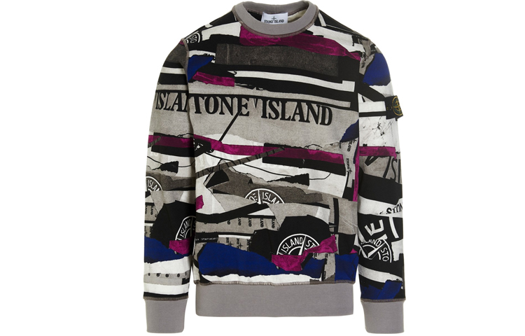 Stone Island FW21 Logo Patch Graphic Crewneck Sweatshirt Purple Floral - Men 751563087-V0043
