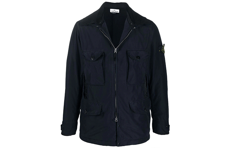 Stone Island FW21 Logo Patch Multi-Pocket Utility Jacket Navy Blue (Men) 751541031-V0020