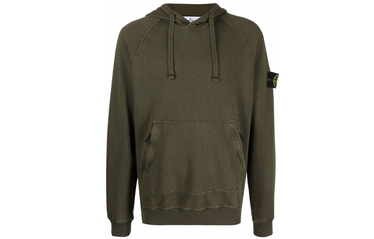 Stone Island FW21 Logo Patch Pullover Hoodie Green 741563860-V0158