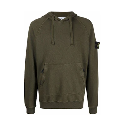 Stone Island FW21 Logo Patch Pullover Hoodie Green 741563860-V0158