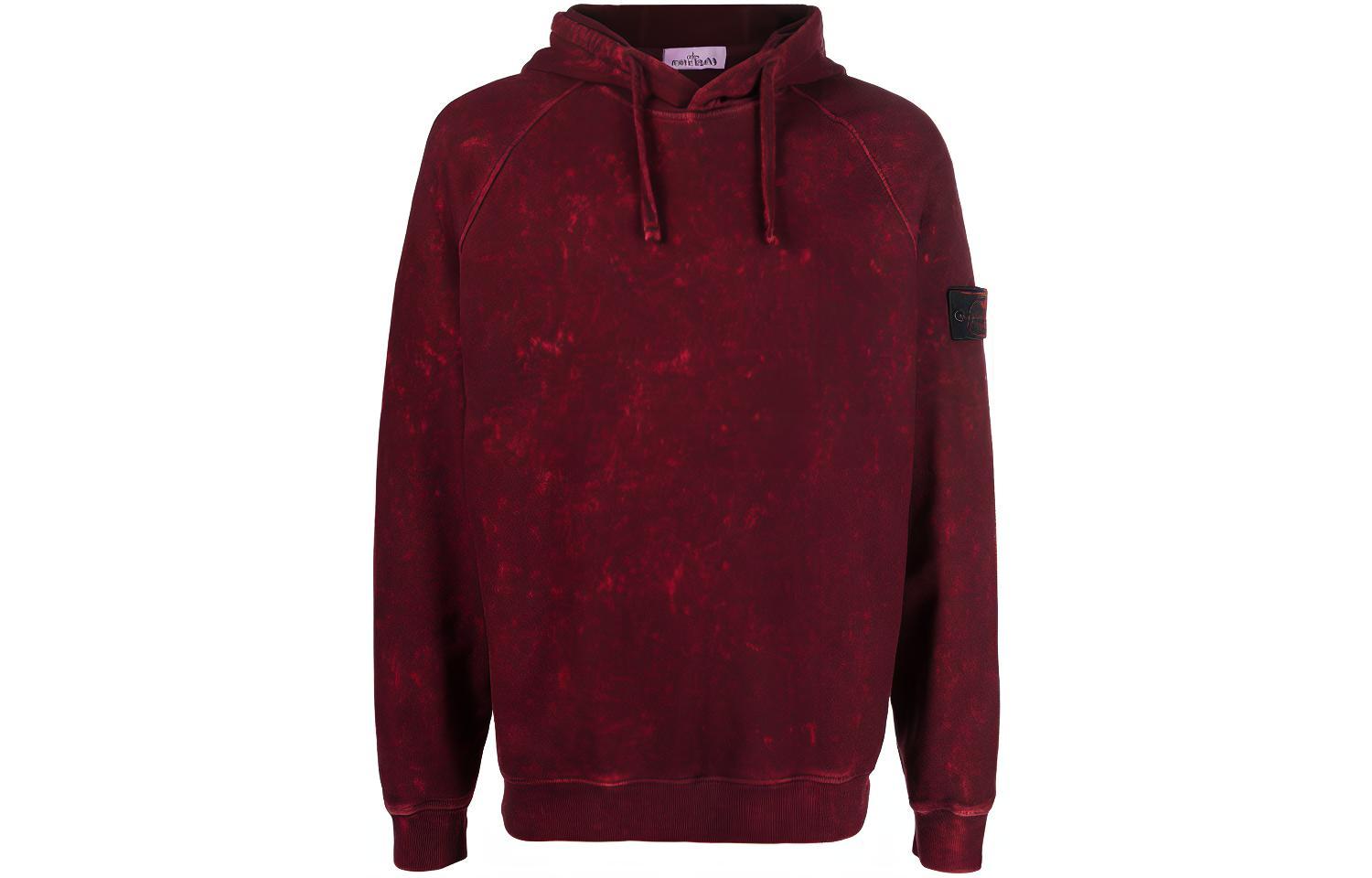 Stone Island FW21 Logo Patch Tie-Dye Pullover Sweatshirt Red 751561338-V0012