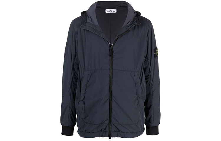 Stone Island FW21 Logo Patch Zip-Up Hoodie Jacket Men’s Dark Blue 751541928-V0026