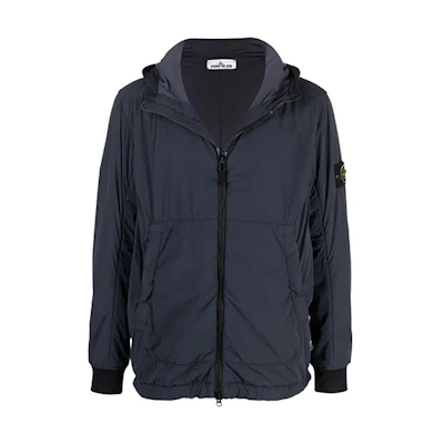 Stone Island FW21 Logo Patch Zip-Up Hoodie Jacket Men’s Dark Blue 751541928-V0026