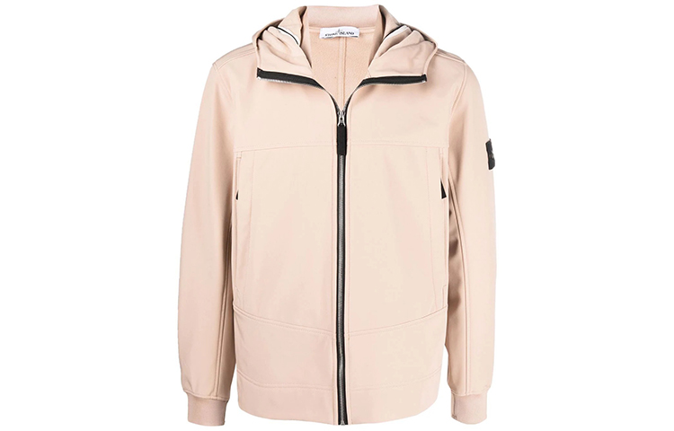 Stone Island FW21 Logo Patch Zip Hoodie Jacket Beige Men 7515Q0122-V0082