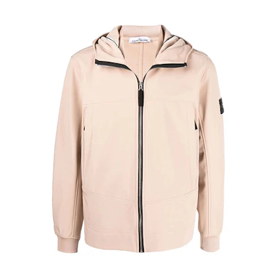 Stone Island FW21 Logo Patch Zip Hoodie Jacket Beige Men 7515Q0122-V0082