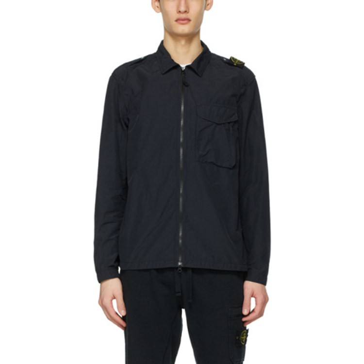 STONE ISLAND FW21 Logo Pattern Polo Collar Jacket Navy Blue  Outerwear. 741510802-V0020 圖 5