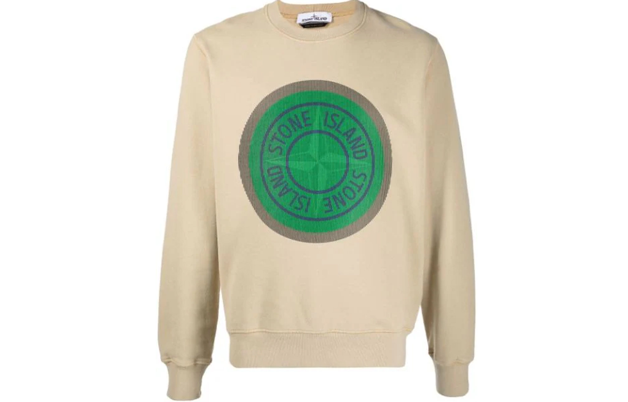 Stone Island FW21 Logo Print Crewneck Pullover Sweatshirt Beige 751563086-V0091