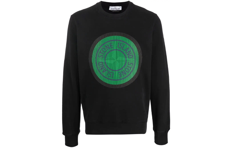 Stone Island FW21 Logo Print Crewneck Sweatshirt Men’s Black 751563086-V0029