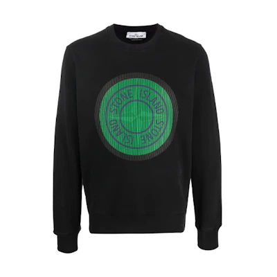 Stone Island FW21 Logo Print Crewneck Sweatshirt Men’s Black 751563086-V0029