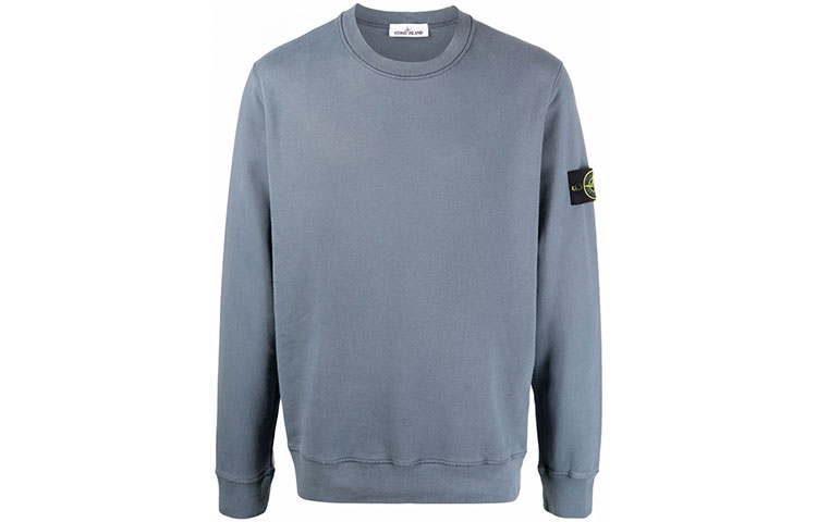 Stone Island FW21 Logo Pullover Sweatshirt Grey Long Sleeve 751563020-V0046