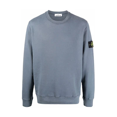Stone Island FW21 Logo Pullover Sweatshirt Grey Long Sleeve 751563020-V0046