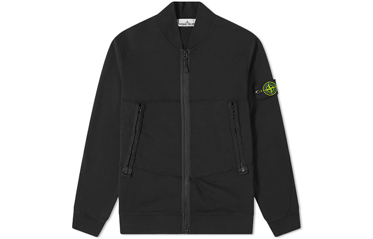 Stone Island FW21 Micro Logo Dyed Bomber Jacket Black 741560351-V0029