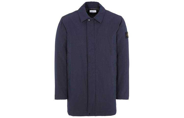 Stone Island FW21 Navy Blue Solid Color Long Sleeve Collared Jacket Men 751541327-V0020