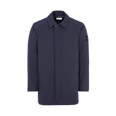 Stone Island FW21 Navy Blue Solid Color Long Sleeve Collared Jacket Men 751541327-V0020