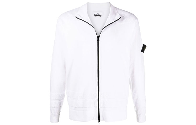 Stone Island FW21 Patch Logo Zip-Up Jacket White 7415531B4-V0001