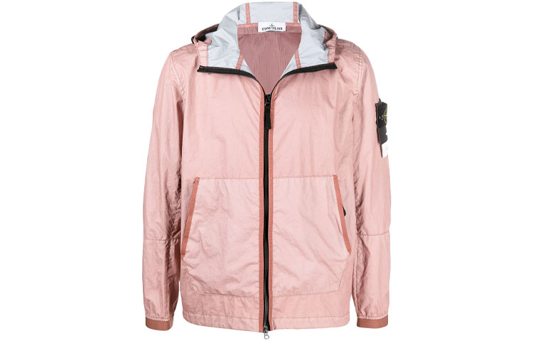 Stone Island FW21 Pink Logo Patch Hooded Jacket Men 741540523-V0086