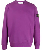 Stone Island FW21 Purple Crewneck Sweatshirt for Men - Solid Color Patch Design. 751563020-V0045 Stone Island FW21 Purple Crewneck Sweatshirt for Men - Solid Color Patch Design. 751563020-V0045