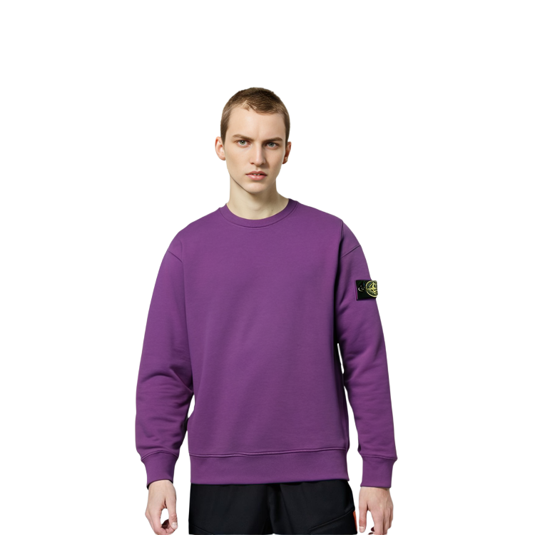 Stone Island FW21 Purple Crewneck Sweatshirt for Men - Solid Color Patch Design. 751563020-V0045 圖 11