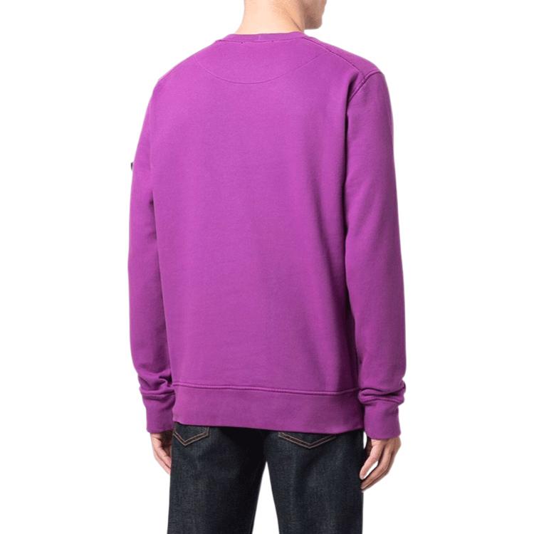 Stone Island FW21 Purple Crewneck Sweatshirt for Men - Solid Color Patch Design. 751563020-V0045 圖 4