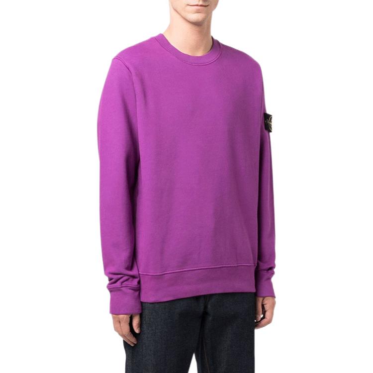 Stone Island FW21 Purple Crewneck Sweatshirt for Men - Solid Color Patch Design. 751563020-V0045 圖 5