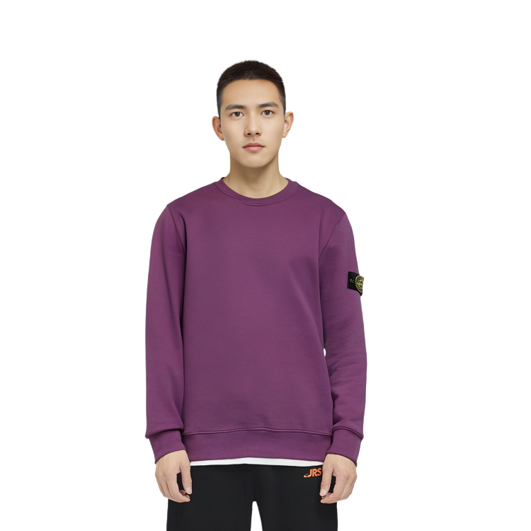 Stone Island FW21 Purple Crewneck Sweatshirt for Men - Solid Color Patch Design. 751563020-V0045 圖 8