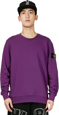Stone Island FW21 Crewneck Ungu Pria - Desain Patch Warna Solid. 751563020-V0045 1