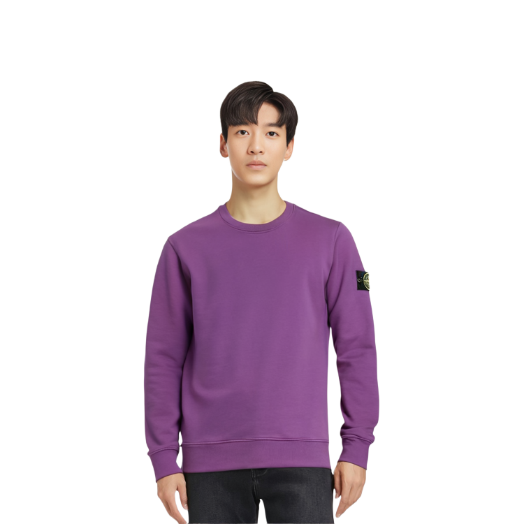Stone Island FW21 Purple Crewneck Sweatshirt for Men - Solid Color Patch Design. 751563020-V0045 圖 10
