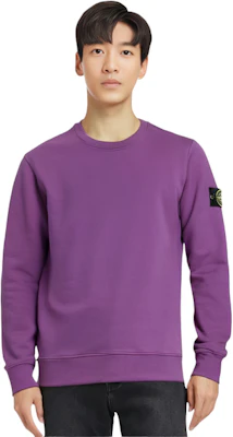 Stone Island FW21 Crewneck Ungu Pria - Desain Patch Warna Solid. 751563020-V0045 2