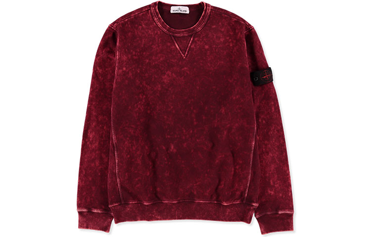Stone Island FW21 Red Crewneck Pullover Sweatshirt with Sleeve Logo 751561538-V0012