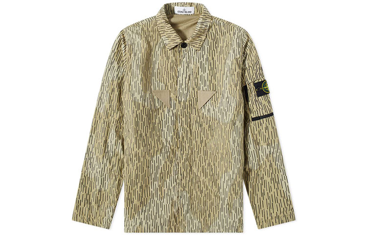 Stone Island FW21 Reflective Rain Camo Long Sleeve Shirt Men Yellow. 7515112E2-V0091