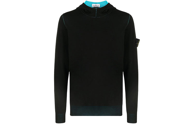 Stone Island FW21 Reversible Contrast-Trim Hoodie Black - 7415521B5-V0029