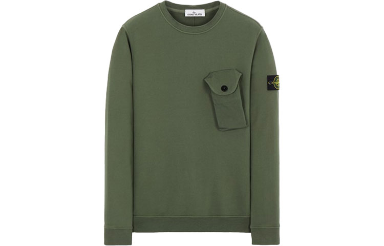 Stone Island FW21 Sage Crewneck Sweatshirt with Pocket Unisex 751560419-V0055