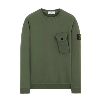 Stone Island FW21 Sage Crewneck Sweatshirt with Pocket Unisex 751560419-V0055