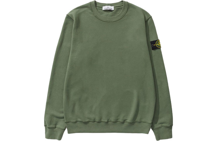 Stone Island FW21 Sage Crewneck Sweatshirt with Sleeve Patch Unisex 751563020-V0055
