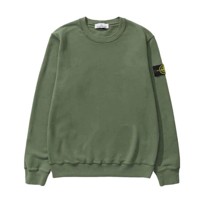 Stone Island FW21 Sage Crewneck Sweatshirt with Sleeve Patch Unisex 751563020-V0055