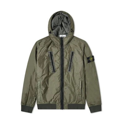 Stone Island FW21 Solid Color Logo Hoodie Jacket Green 751542223-V0055