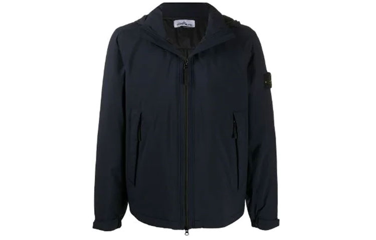 Stone Island FW21 Solid Color Logo Patch Zip Jacket Blue Men’s Outerwear 731541527-V0020