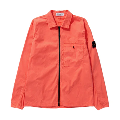 Stone Island FW21 Solid Color Zip Pocket Shirt Jacket Orange 761512619-V0032