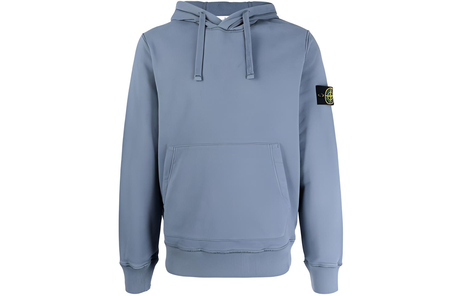 Stone Island FW21 Solid Logo Patch Hoodie Men’s Blue Long Sleeve Sweater 751564120-V0046