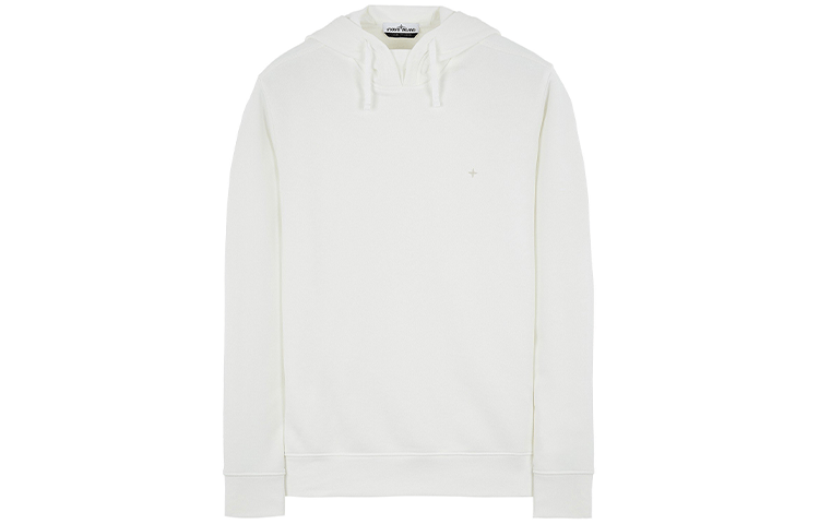Stone Island FW21 Star Embroidered Pullover Hoodie White 751561635-V0001