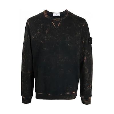 Stone Island FW21 Tie-Dye Patch Crewneck Sweatshirt Black 751561538-V0032