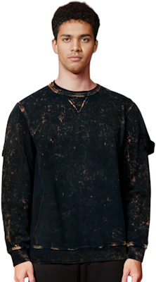 Stone Island FW21 綁染補丁圓領長袖衫 黑色 751561538-V0032 Cheap Stone Island FW21 綁染補丁圓領長袖衫 黑色 751561538-V0032