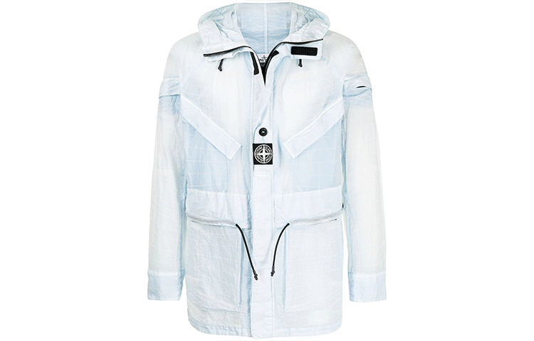 Stone Island FW21 Translucent Logo Patch Hooded Jacket Blue (Men’s) 741542999-V0041