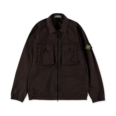 Stone Island FW21 Vintage-Effect Badge Jacket Brown Autumn Collection 7515113WN-V0170