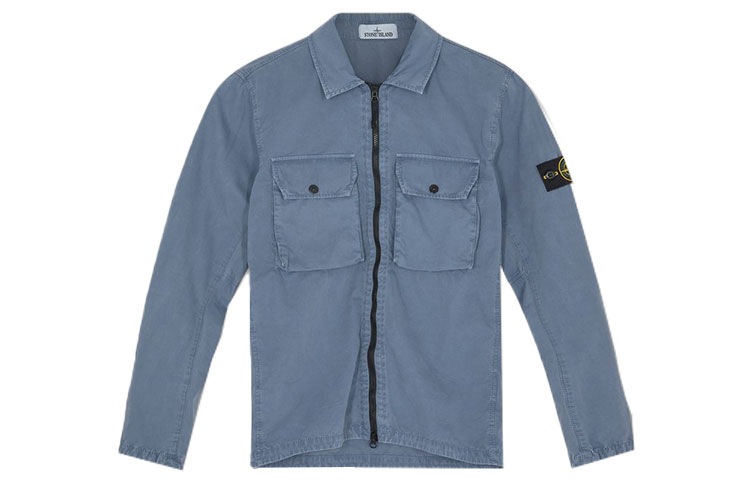 Stone Island FW21 Wash Double Pocket Jacket Misty Blue Men’s 7515113WN-V0146