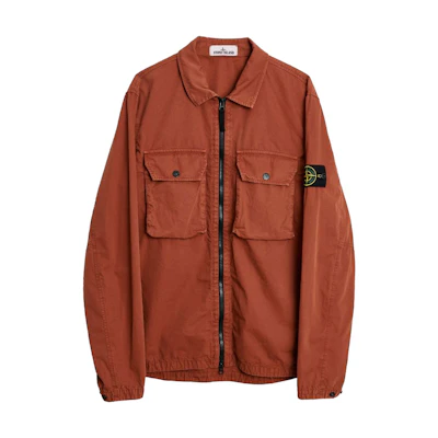 STONE ISLAND FW21 Washed Double Pocket Zip Jacket Brick Red Outerwear 7515113WN-V0115