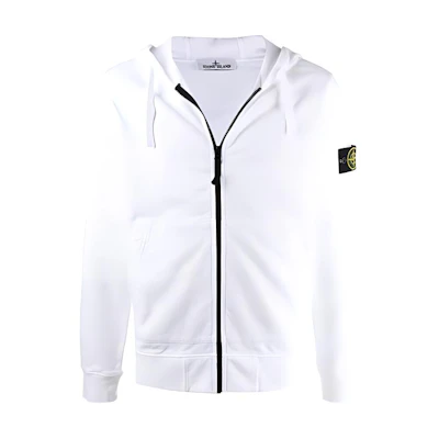 Stone Island FW21 White Hooded Zip-Up Sweatshirt Jacket 751564220-V0001
