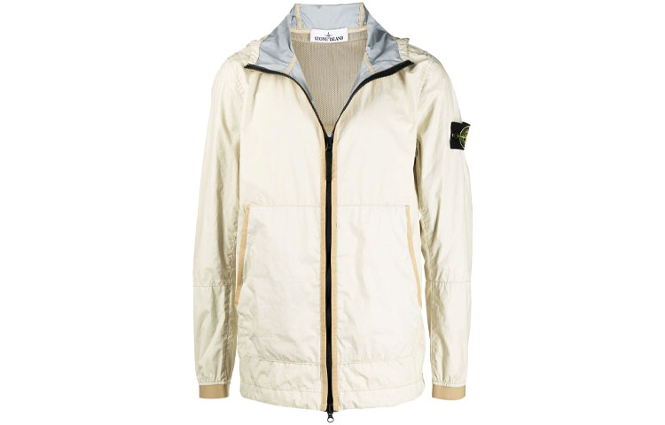 Stone Island FW21 White Zip-Up Hooded Jacket 741540523-V0093